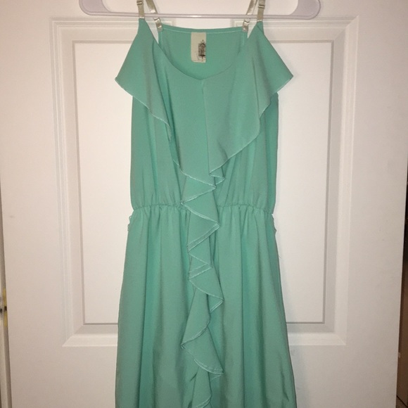 TEAL DRESS WITH THIN STRAPS - Picture 1 of 1